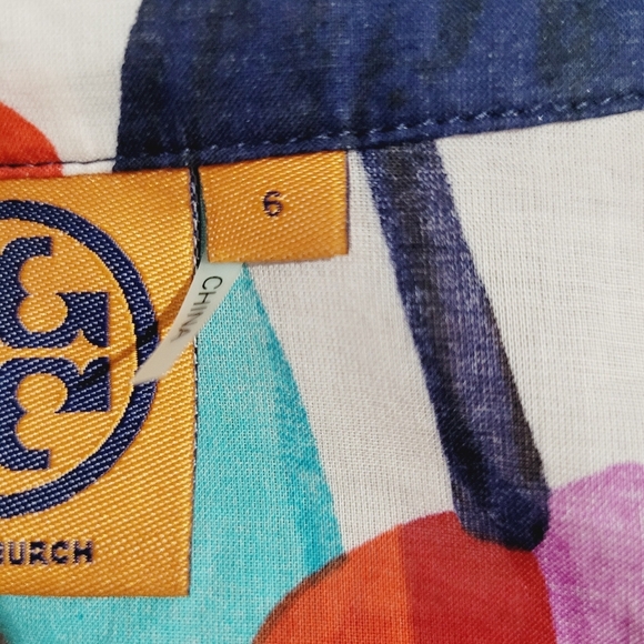 Tory Burch Tunic Top Size S Multicolor Floral Print 100% Cotton Boho Popover - Picture 13 of 15